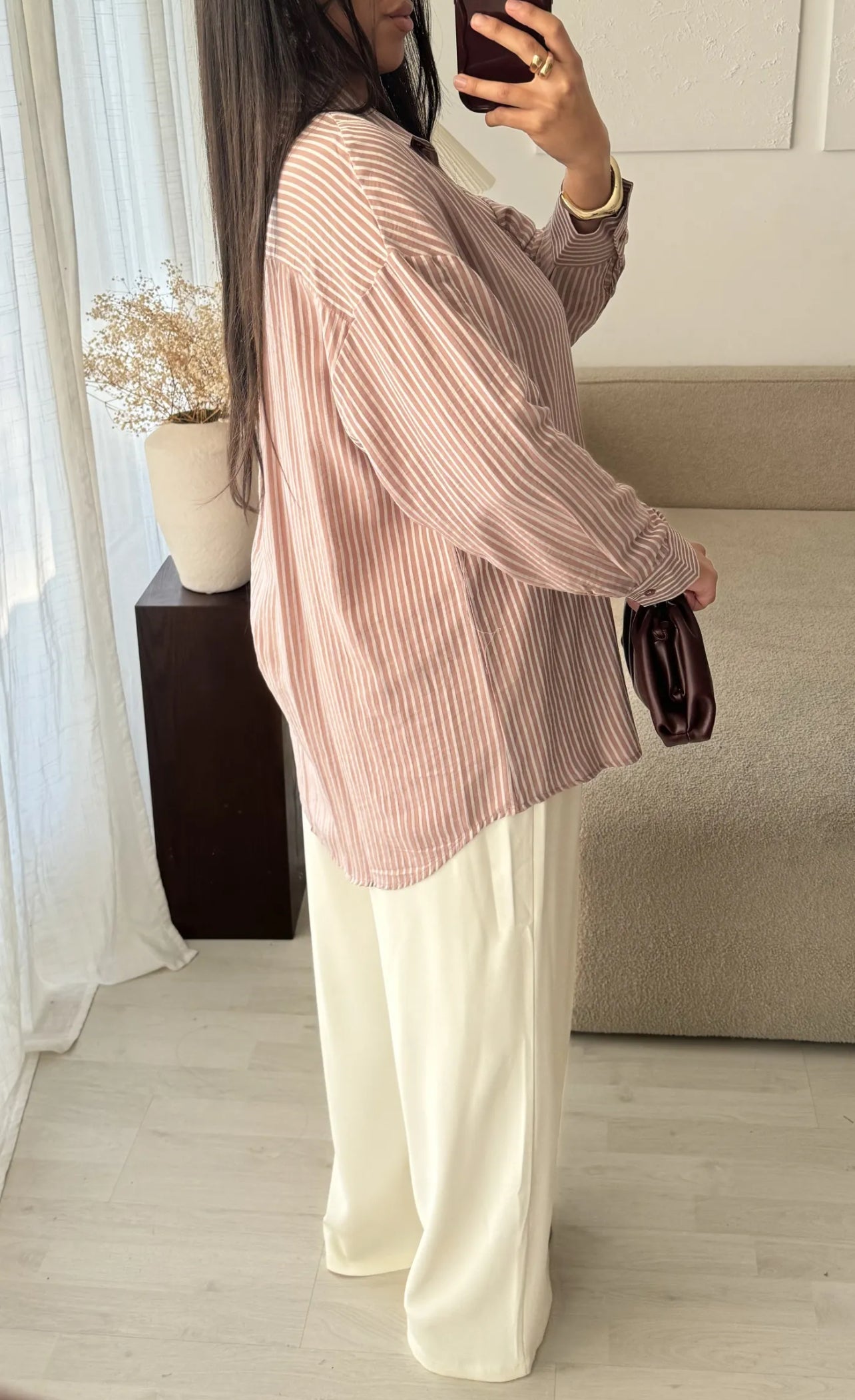 Chemise à rayure rose