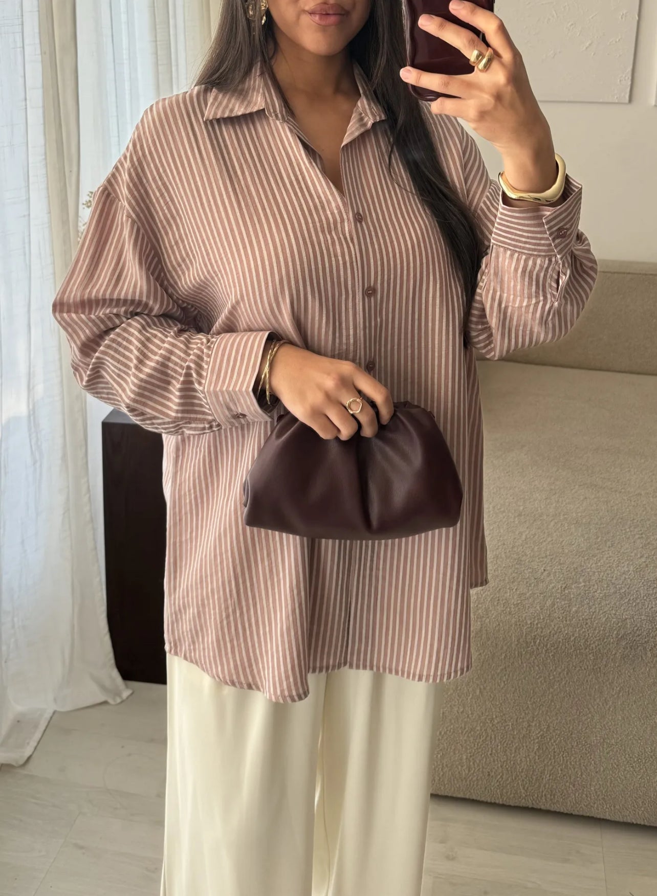 Chemise à rayure rose