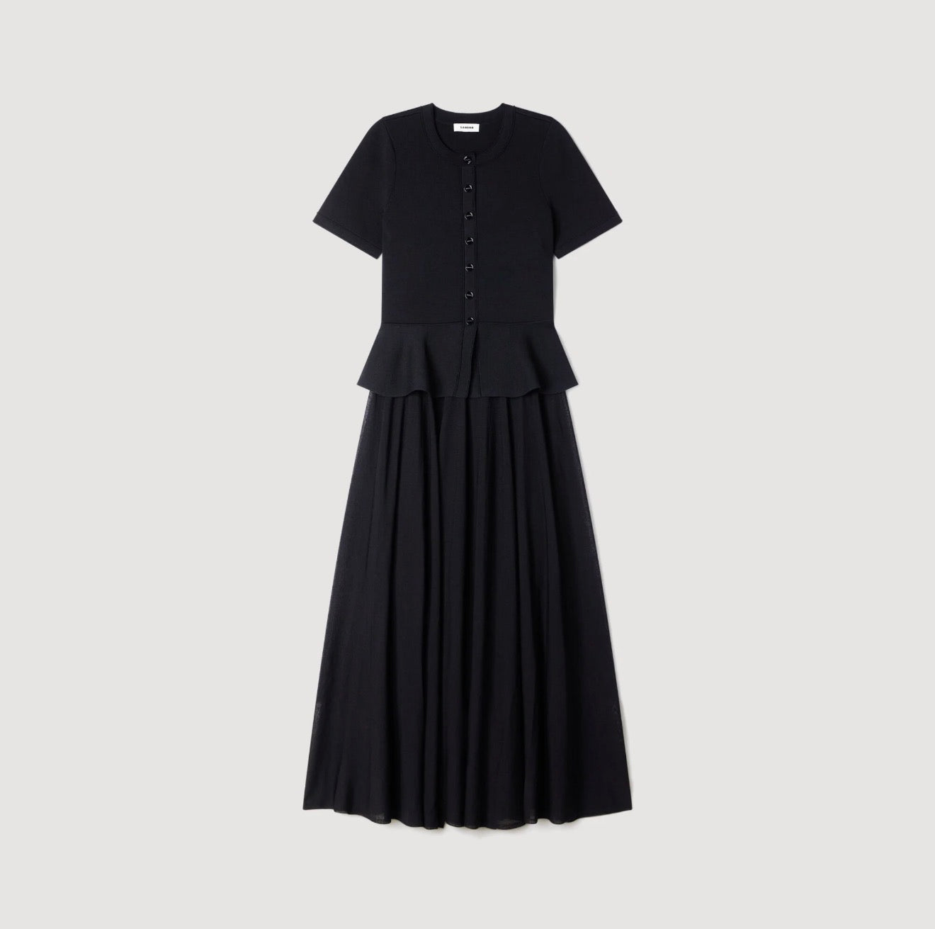 Robe longue en maille à basque