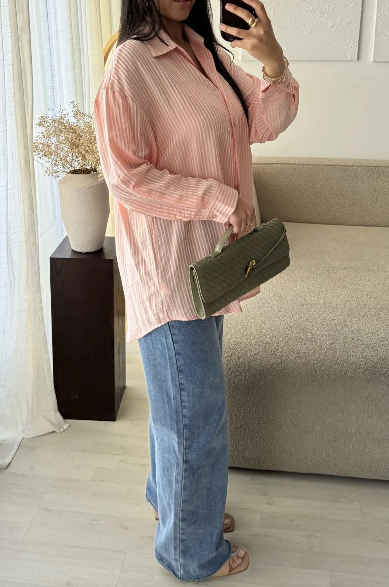 Chemise à rayure pinky