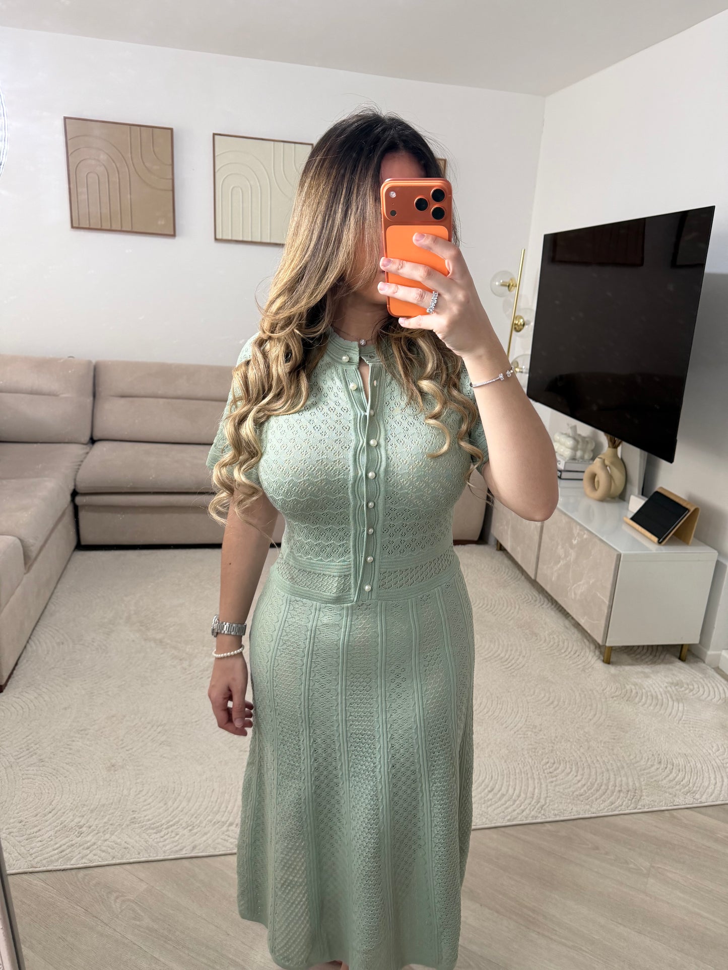 Robe en tricot vert d’Eau