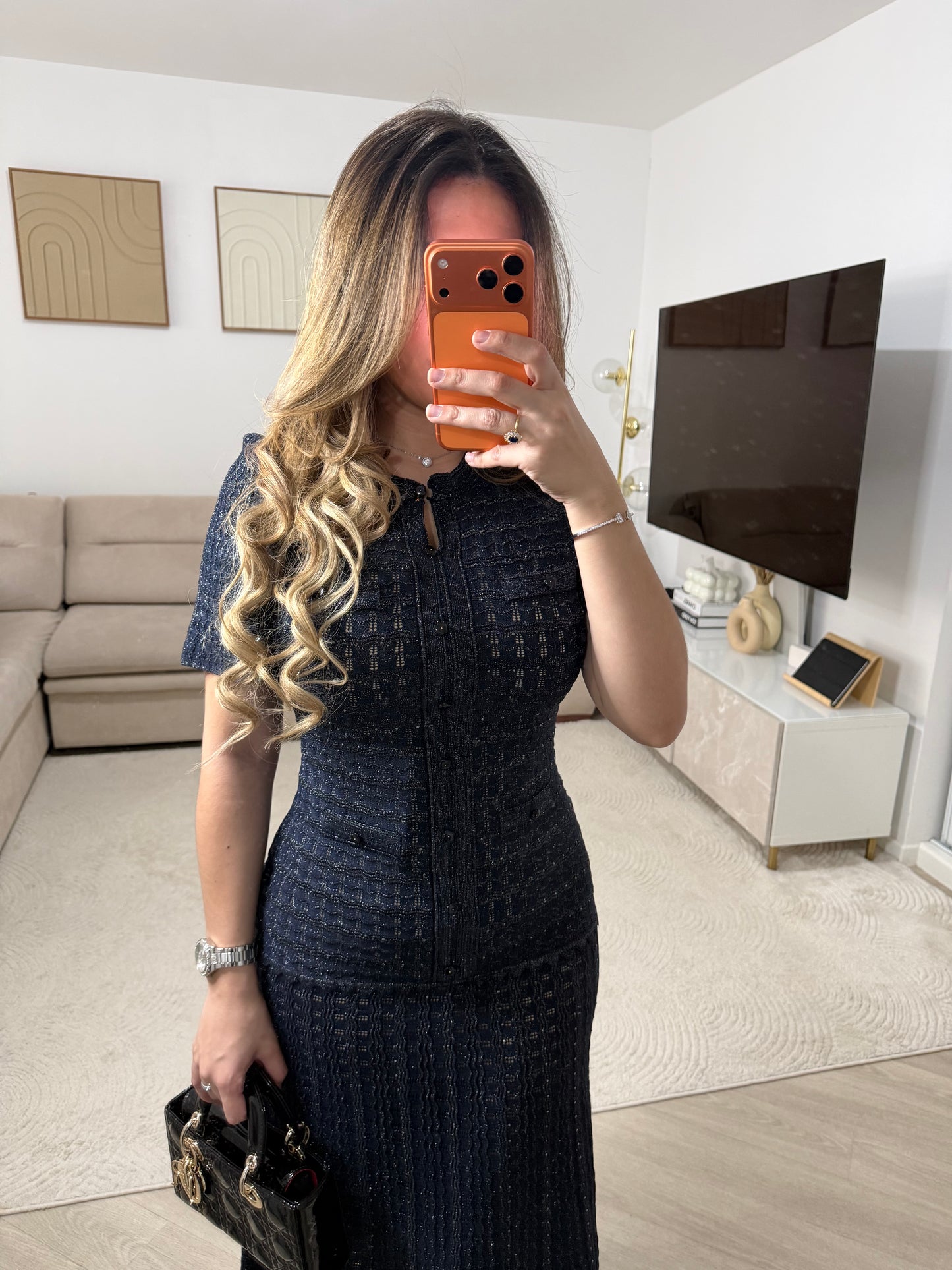 Robe en maille strassée