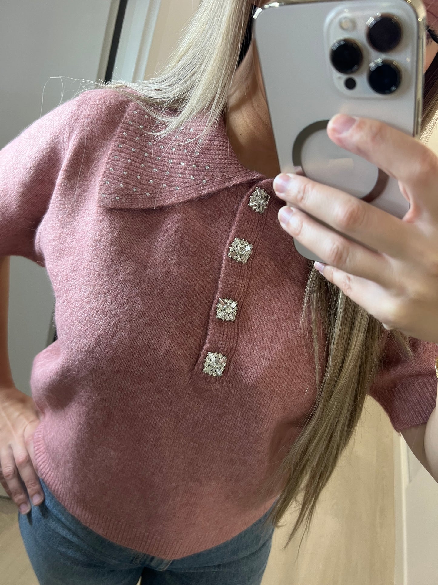 Pull en laine rose