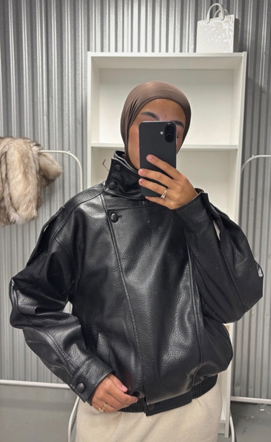 Veste Bomber en Simili-Cuir Style "Vintage 80s"