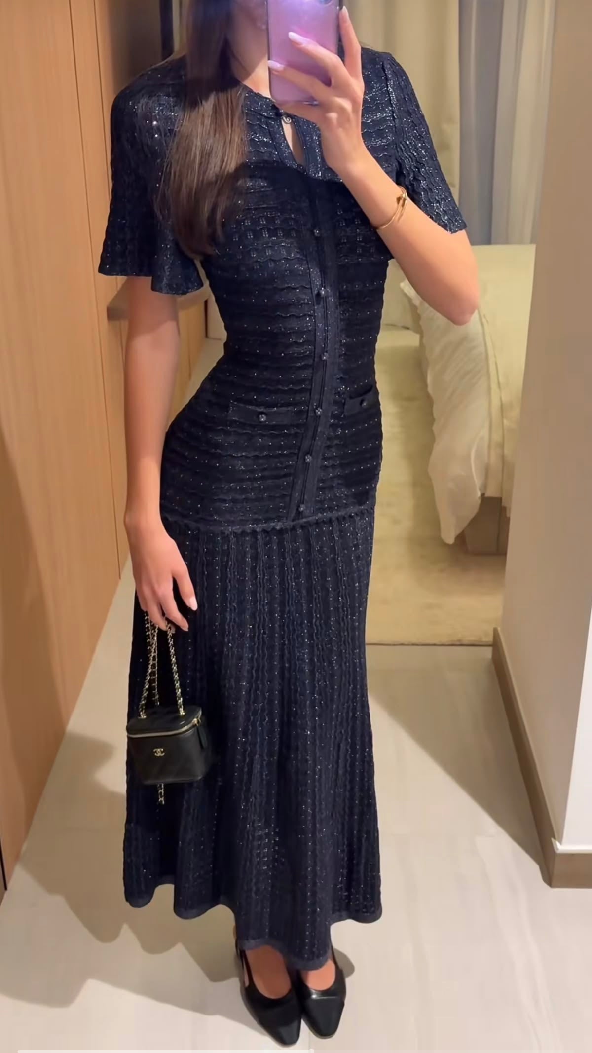 Robe en maille strassée