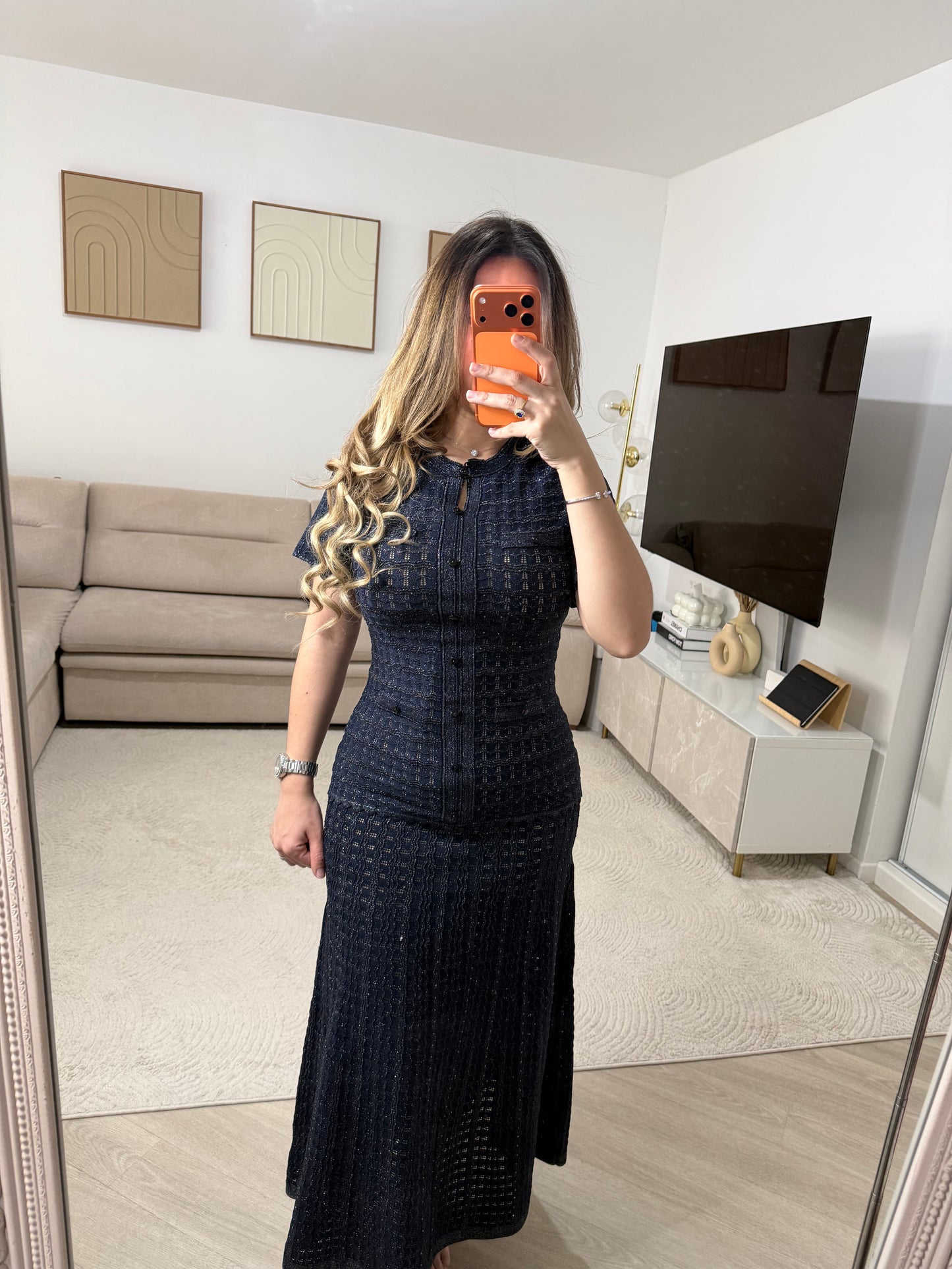 Robe en maille strassée