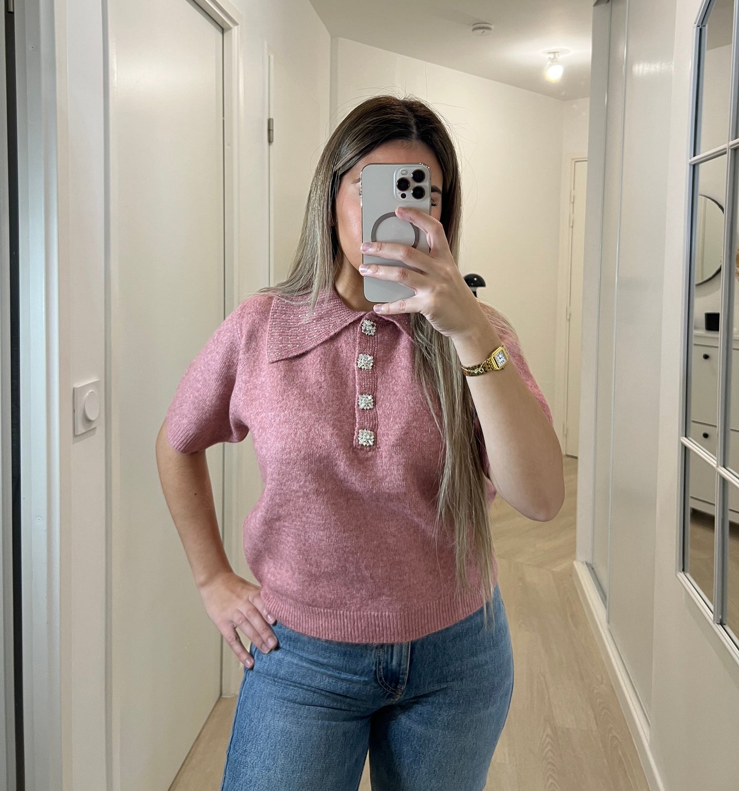 Pull en laine rose