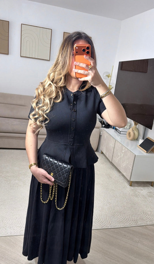 Robe longue en maille à basque